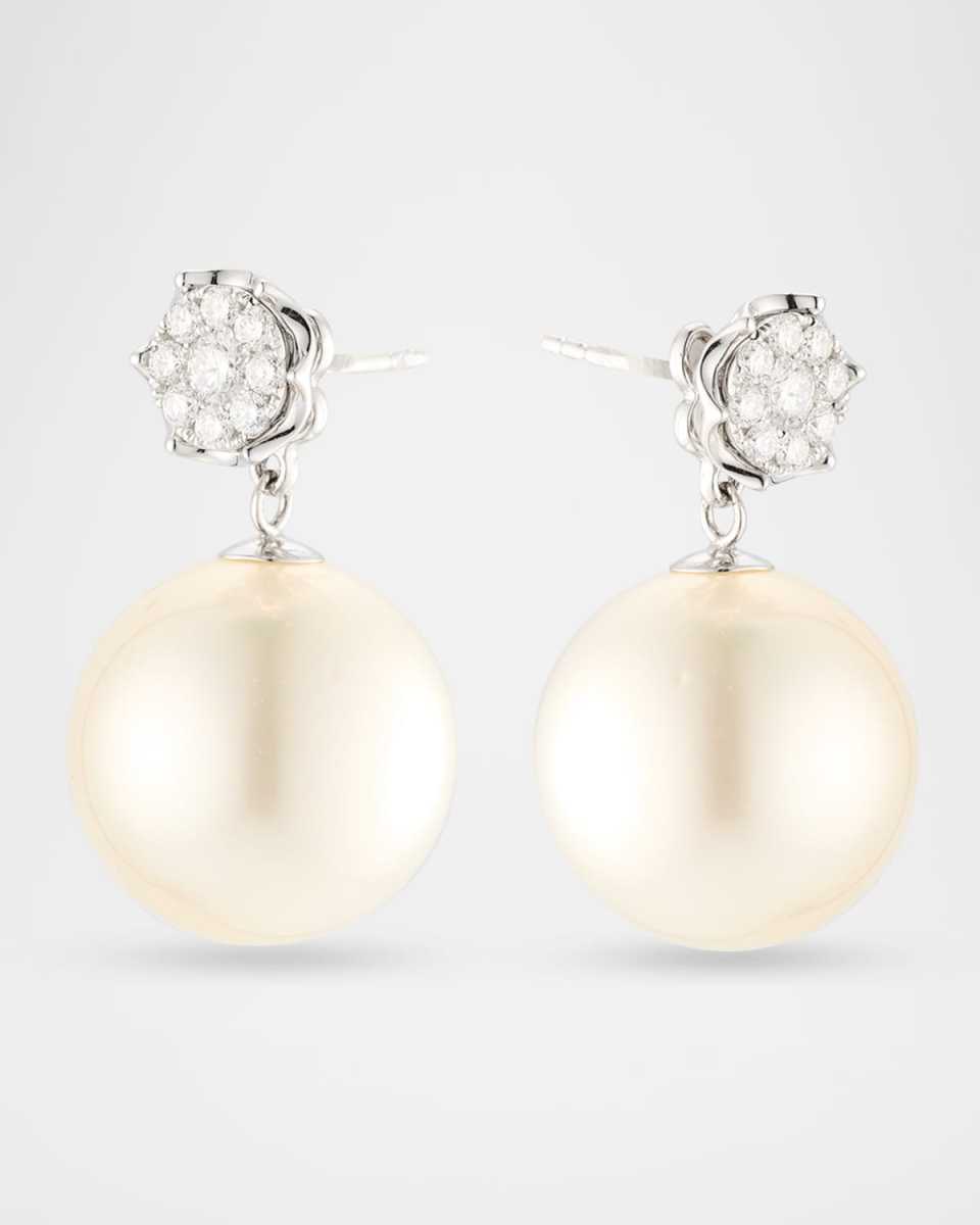 18K White Gold South Sea Pearl and Diamond Detachable Earrings